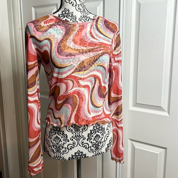 Altar'd State Tops - Altard State 60s Long Sleeve Sheer Top M